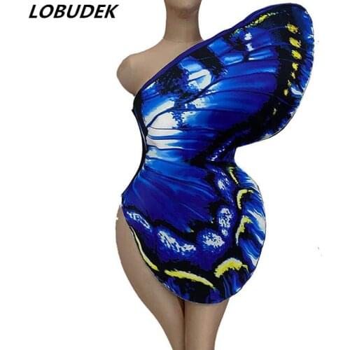 Dancer Butterfly Wings Bodysuit Stage Wear Festival Rave Party Show Performance Clothes Halloween Role-Playing Cosplay Costume