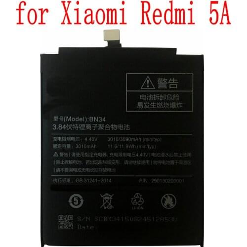 High Quality 2910mAh BN34 Battery For Xiaomi Redmi 5A Cell Phone