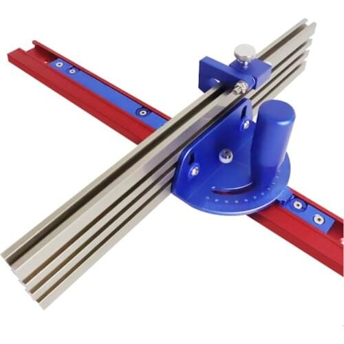 1 Set Aluminum Table Saw Miter Gauge Push Handle Fence System w/ T Track Slot Bar and Stopper Woodworking Router Table Tool