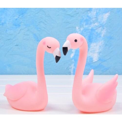 1pc/1 Pair Romantic Pink Cartoon Love Flamingo Cake Decor Ornament Wedding Engagement Kids Birthday Party Supplies Decoration