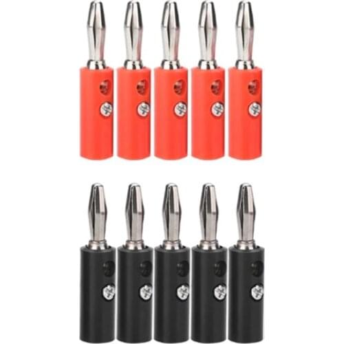 10pcs 4mm Audio Speaker Screw Banana Plugs Connectors Solderless Black Red color DIY Wholesale Banana Plugs Connector