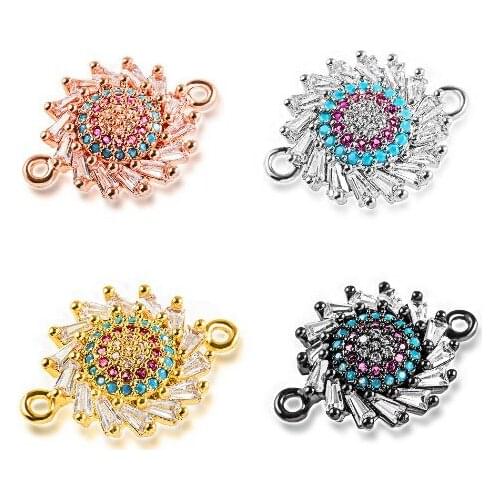 14*20mm Turkey Evil Eye crystal micro pave cz zircon cubic zirconia beads DIY Copper necklace charm bracelet connectors dg4s