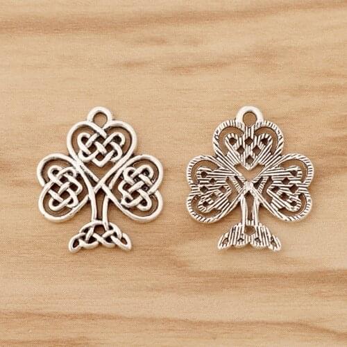 20 Pieces Tibetan Silver Celtics knot Tree Charms Pendants Beads for Bracelet Necklace Earring Making 23x19mm