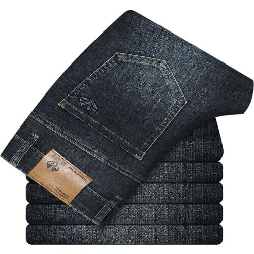 2021 Autumn and Winter Brand High-quality Stretch-fit Straight-leg Jeans Classic Style Mens Business Casual Jeans