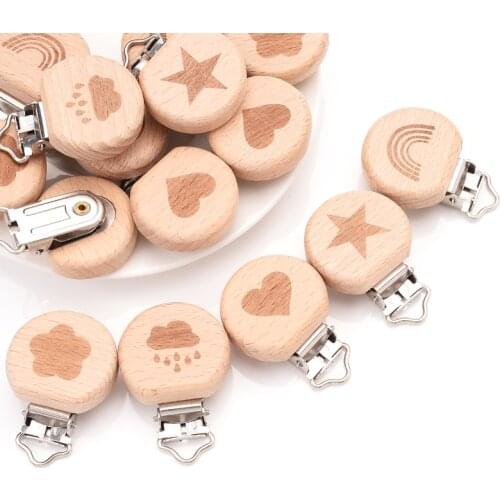 5Pcs/Lot Safe Becch Wooden Clips Dummy Clip for Pacifier Clip Unfinished Non-Toxic Nipple Holder DIY Pacifier Clips Chain