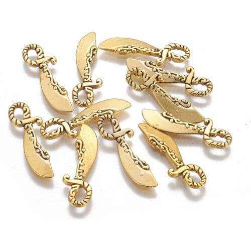 50Pcs Sword Tibetan Style Alloy Pendants 2 Colors Charms for DIY Jewelry Craft Vintage Necklace Bracelet Making Accessories