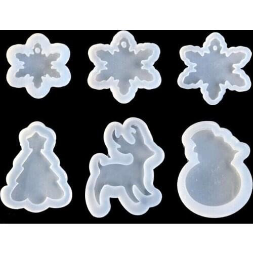 6PCS Transparent Silicone Mold UV Resin Liquid Christmas Combination Molds For DIY Earring Necklace Jewelry Accessories Making
