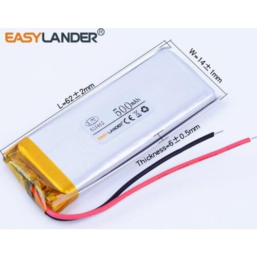 601462 3.7V 500mAh Rechargeable li-Polymer Li-ion Battery For mp3 mp4 DVR GPS PDA bluetooth Speaker toys tools 601562 601560