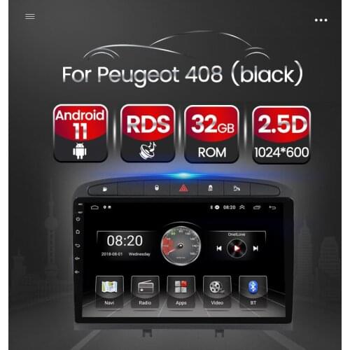 9 Inch 4 CORE Android 11 Car Auto Radio Video Player GPS For Peugeot 308 408 2010-2016 Stereo RDS FM Navigation WiFi BT No Dvd