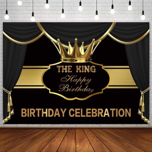 Avezano King Happy Birthday Backdrop Royal Celebration Crown Curtain Photography Backgrounds Photo Studio Photophone Decor Props