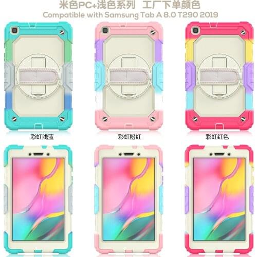 Tablet Case for Samsung Tab A8 T290 T295 Colorful Contrast Protective Cover Tab A7 T500 T505 T307 Shell with Rotating Bracket