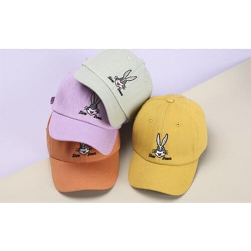 Children Cute Cartoon Rabbit Embroidery Adjustable Cotton Breathable Baseball Cap Boys Sports Cap Girls Seasons Outing Sun Hat