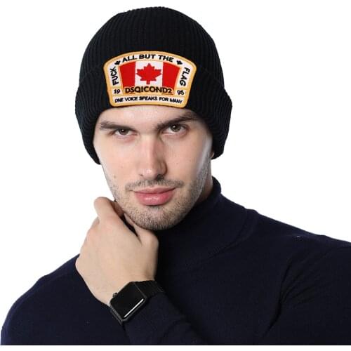 DSQICOND2 Brand Skullies Beanie Embroidery Skiing Knitted Hats Arrival Knitted Canada Winter Hats 100% cotton Men Women Bonnet