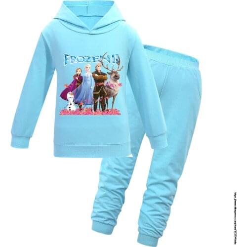 Frozen Elsa Hoodies Pants Suit for Teens Girls Boys Children Disney Sweatshirt Suit Kids Autumn Winter Clothes Sudadera