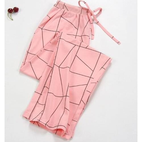 Geometric Patterns Cartoon Womens Pajamas Pants Cotton Spring Homewear Casual Plus Size Home Pants For Women Lounge Wear