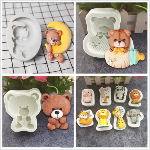 Molde de silicona para repostería de oso Fondant, utensilios de decoración para magdalenas, arcilla polimérica, moldes para jabó
