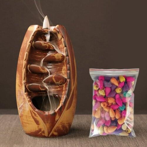 100 PCS Incense Mountain River Handicraft Incense Burners Holder Ceramic Backflow Waterfall Smoke Home Decor Christmas Gift