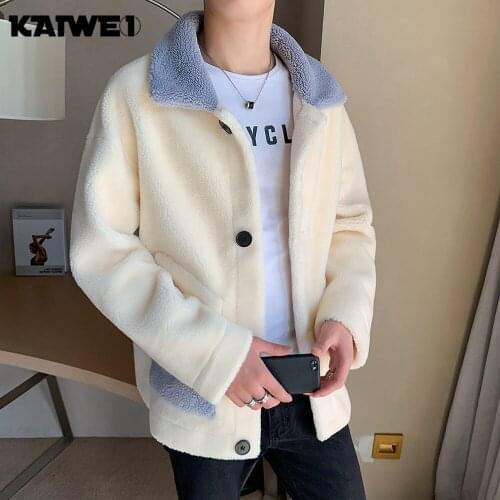2021 Winter Mens Fashion Jacket Faux Lamb Fur Warm Coats Male Short Imitation Wool Outwear Men Long Sleeve Loose Overcoats O467