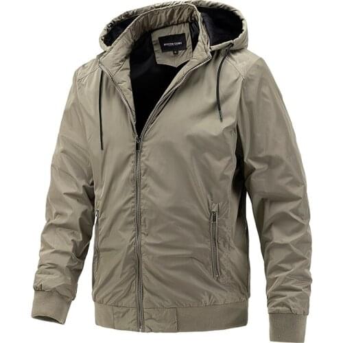 Simple Hoodied Jacket Men Casual Solid Color Zipper Streetwear Bomber Jacket New Autumn Sports Outwear Men Clothing