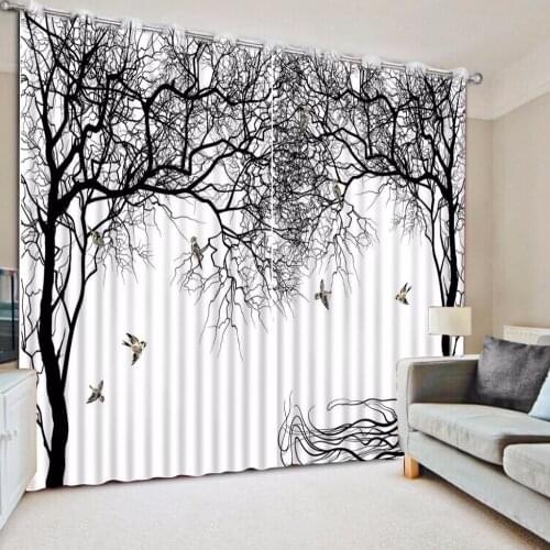 Fashion Customized 3D Curtain Black Tree Branch Curtain Living Room Blackout Shade Window Curtains 3D Bathroom Shower Curtain