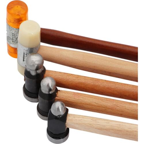 Berkem Round head rubber hammer Practical Round Head Hammer with Wooden Handle for Jewelry Making DIY Crafts Ball Peen Hammer