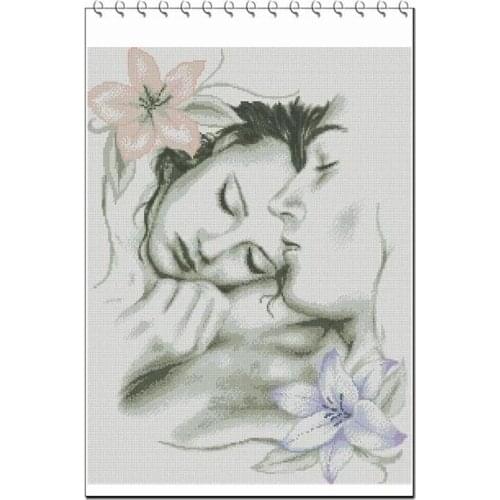 Lily couple sleeping Cross Stitch Kits Crafts 14CT Unprinted For Embroidered Handmade Arts Oil Painting Wall Home Decor