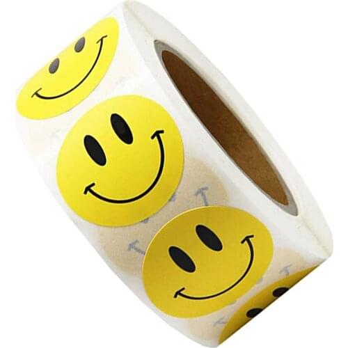 Smiley Face Sticker 500 Pcs/roll For Kids Reward Sticker Yellow Dots Labels Happy Smile Face Sticker Kids Toys