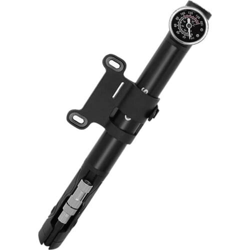 100pcs Universal Portable Bike Tyre Pump with Pressure Gauge American/Presta Valve Inflator Mountain Bike Front Fork Pump