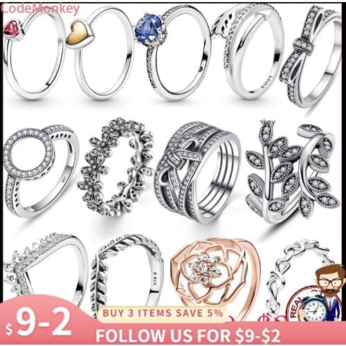 2021 New Hot Sale 100% 925 Sterling Silver Rings Wholesale Popular Flower Lucky Rings For Women Jewelry Making Dorpshipping