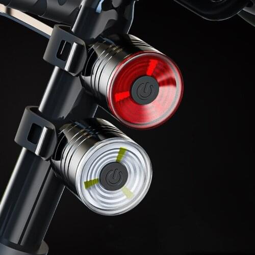 New Bike MTB Light Buttonbattery Chargeable Cycling Helmet Headlight Waterproof Bicycle Headlight Rear Taillight Lamp Flashlight