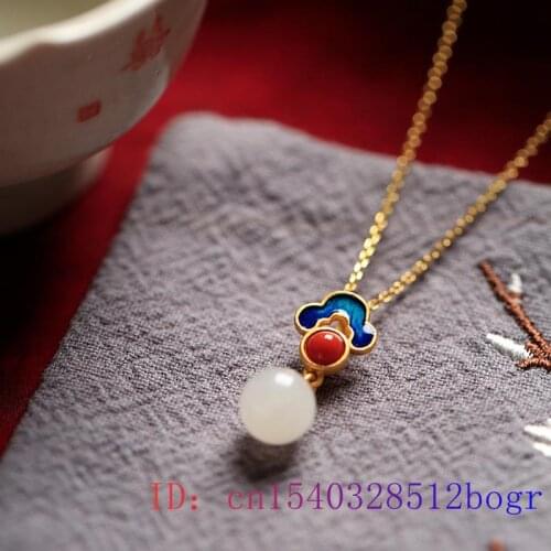 Green Jade Bead Pendant Women Jewelry Natural Chinese Gifts Chalcedony Necklace Crystal Charm Amulet Fashion Zircon 925 Silver