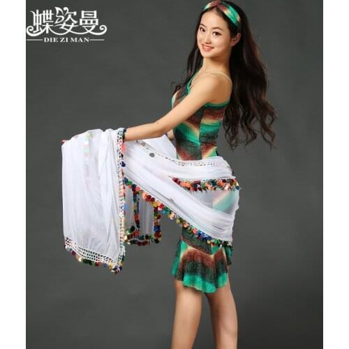 SJ004 High Quality Women Linen Belly Dance Veil Malaya Belly Dance Black White 2 Colors Women Stage Performance Props