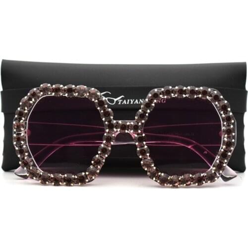 New Design Oversized Craystal Diamond Square Sunglasses Women Bling Rhinestone Sun glasses for Woman Luxury Fashion Shade UV400