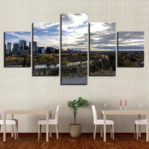 Modern city park view 5 pcs Modern Home Wall Decor Canvas Picture Art HD Print Painting On Canvas for Living Room