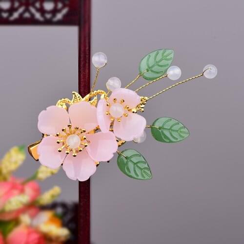 Vitality Girl Coloured Glaze Synthetic Flower Hairpins Ancient The Tang Dynasty Hanfu Accessories Graceful Hair Jewelry