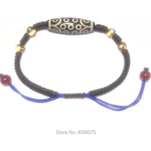 China 10*30mm 21eyes agate DZI female bracelet handmade woven jewelry rope diamond knot safety knot ladies Free Shipping