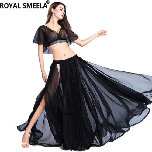 Sexy solid chiffon belly dance top skirt practice clothing belly dance costume belly dancer wear belly dancing training wear