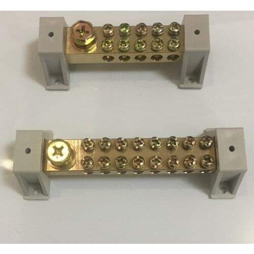 10*18mm 10x18mm 16P 20P 24P 16 20 24 Position Hole Dual Two Neutral Ground Wire Row Holder Brass Connector Bar Terminal Block