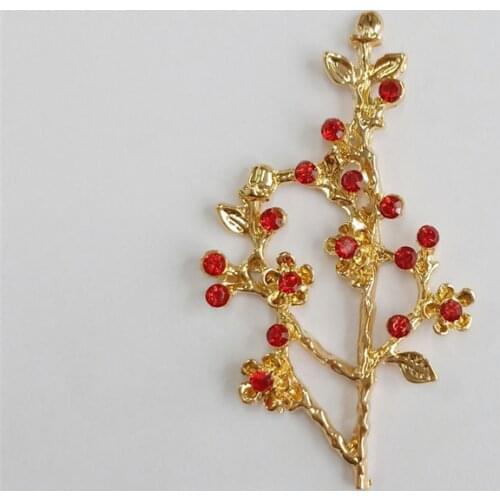 10 PCS 37*65mm Fashion Metal Alloy Rhinestone Crystal Leaf Branch DIY Findings For Jewelry Making