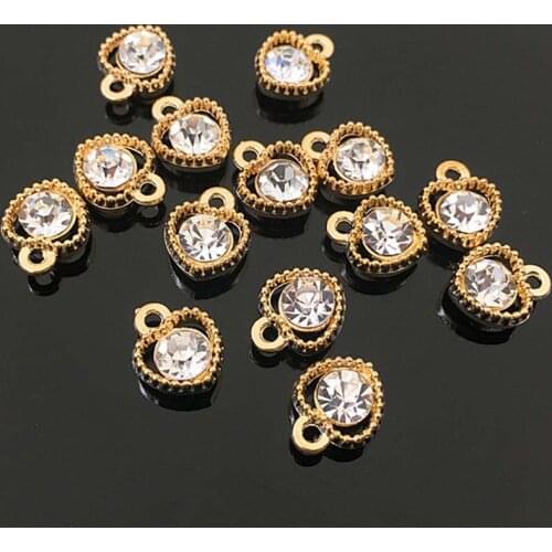 2016New 100Pcs Small Heart Rhinestone Buttons for DIY Jewerly Earring Pendant or Hair Accessories HZ99