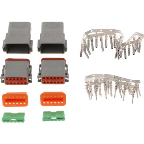 2 X DT 12pin Gray Connector Crimp Type Waterproof Terminal DT06-12S/DT04-12P