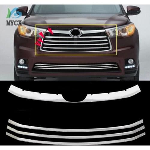 2014 2015 For Toyota Highlander ABS Chrome Front Grille Around Trim Racing Grills Trim(4pcs)