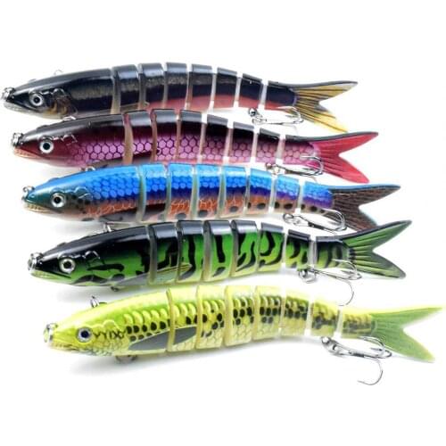 3Pcs 13.5cm 20g Fishing Lure Artificial Fake Bait Multi Jointed Attractive Plastic 3D Eyes Bionic Bait Jig Hook Angling