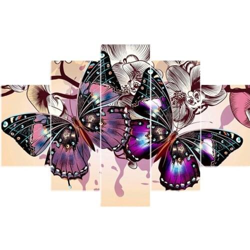 5PCS 5d diy diamond embroidery butterfly diamond painting Cross Stitch full drill Rhinestone Multi-picture gift
