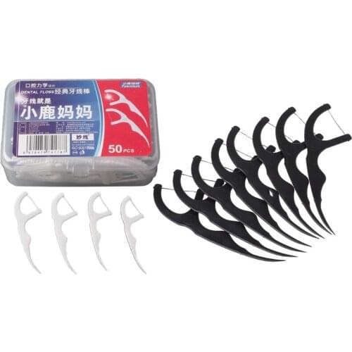 50pcs Bamboo Charcoal Dental Floss Teeth Toothpicks Stick Oral Care Tooth Clean