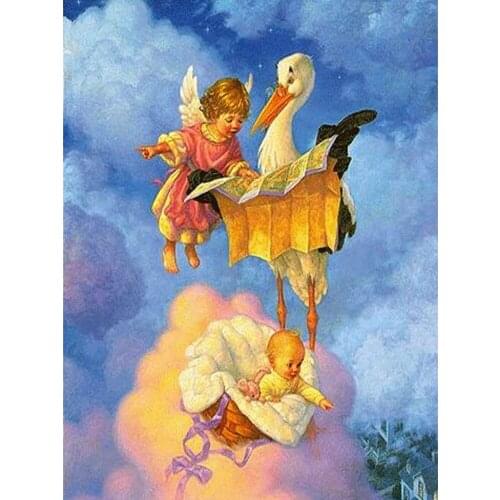 5D Diamond Embroidery Crystals Angels and ducks Diamond Cross Stitch Crystal Round Diamond Sets Decorative DIY Diamond Painting