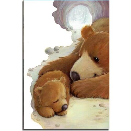 Peter ren Diamond Painting Animal Cross stitch Round Diamond mosaic 5D full Embroidery with diamonds Bear protection of the clif