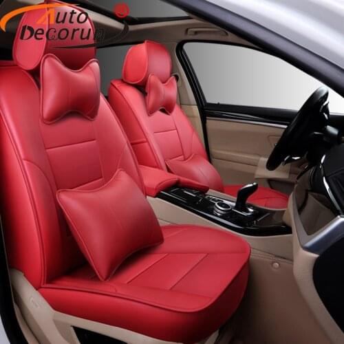 AutoDecorun 16PCS/Set Perforated Cowhide Covers Seat for Lincoln MKC Accessories Seat Cover Protectors Leather Cushion 2013-2018