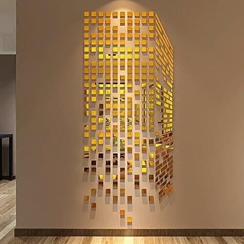 Free shipping Rubiks Cube acrylic crystal 3d wall stickers Bedroom TV wall mirror wall stickers Wholesale