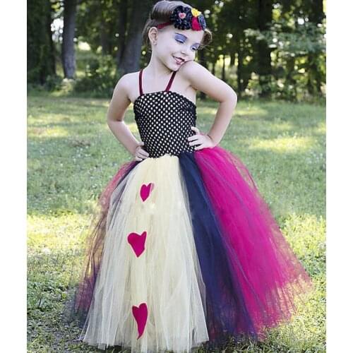 Girls Pink Heart Queen Tutu Dress Kids Crochet Tulle Strap Dress Ball Gown Children Halloween Cosplay Party Costumes Tutus Dress